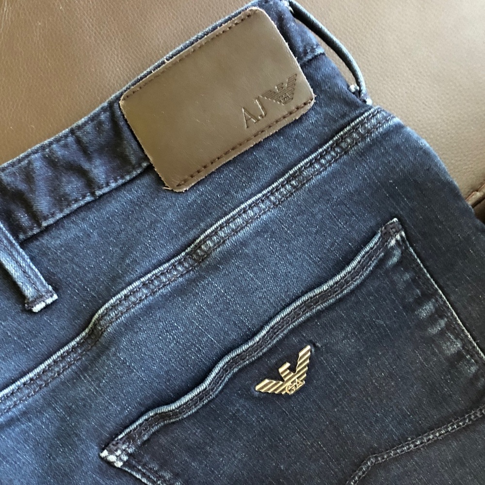 Emporio Armani Slim Dark Indigo Jeans with Branded Pocket Emblem